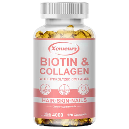Biotin and Collagen Supplement, Vegan Capsules Non-Gmo, Gluten-Free