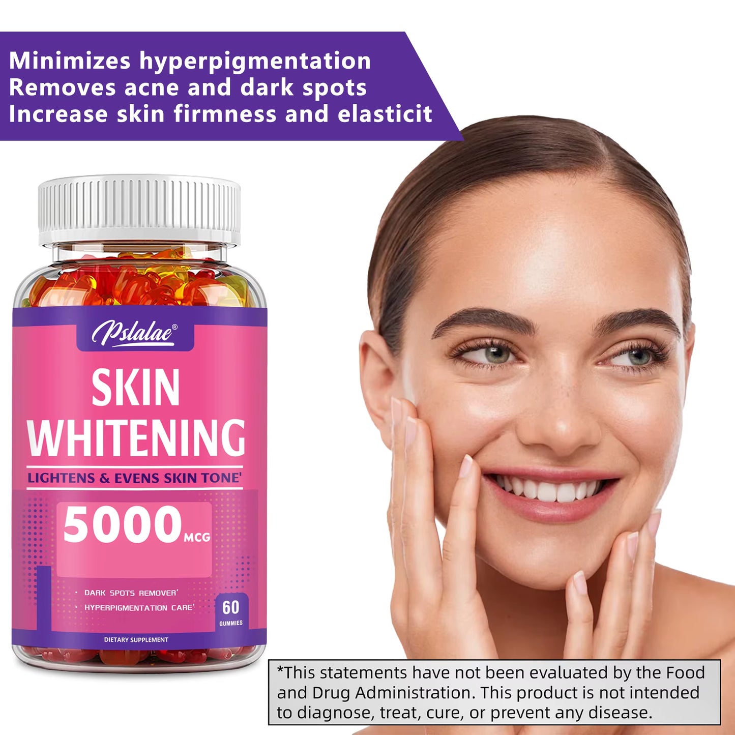 Skin Whitening - Brighten Skin Tone, Anti-Oxidation, Anti-Aging, Whitening - 60 Gummies