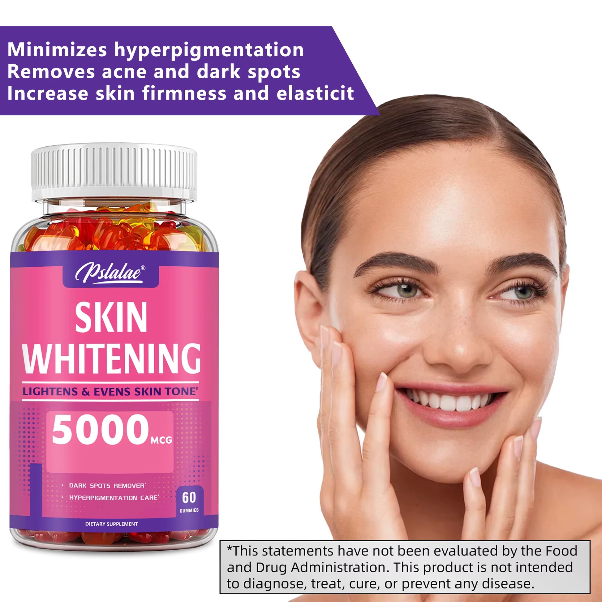 Skin Whitening - Brighten Skin Tone, Anti-Oxidation, Anti-Aging, Whitening - 60 Gummies