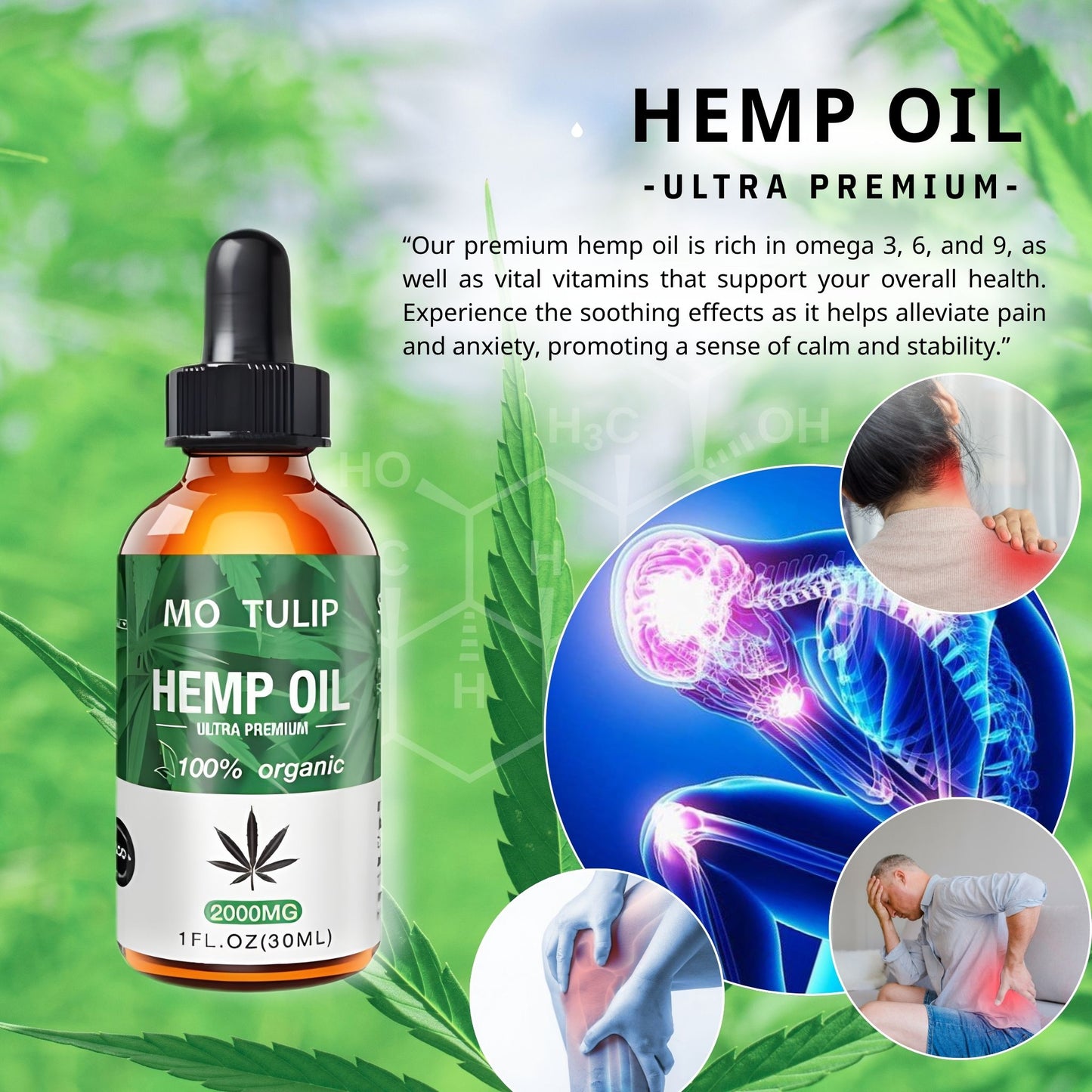 Hemp Oil 2000mg High Concentration 30ml [THC-Free / Tested] - Relaxation & Sleep Support