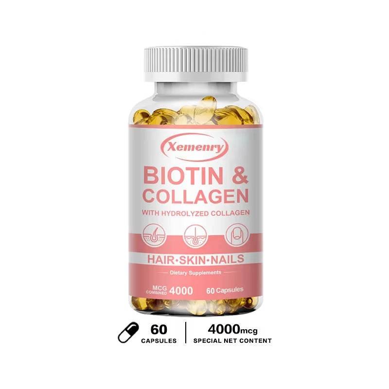 Biotin and Collagen Supplement, Vegan Capsules Non-Gmo, Gluten-Free
