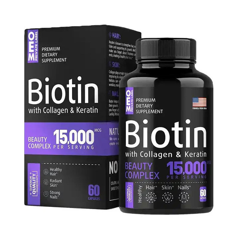 Biotin Hair Supplement Capsules for Hair Growth Strength & Shine