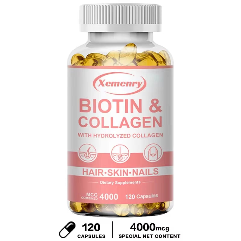 Biotin and Collagen Supplement, Vegan Capsules Non-Gmo, Gluten-Free
