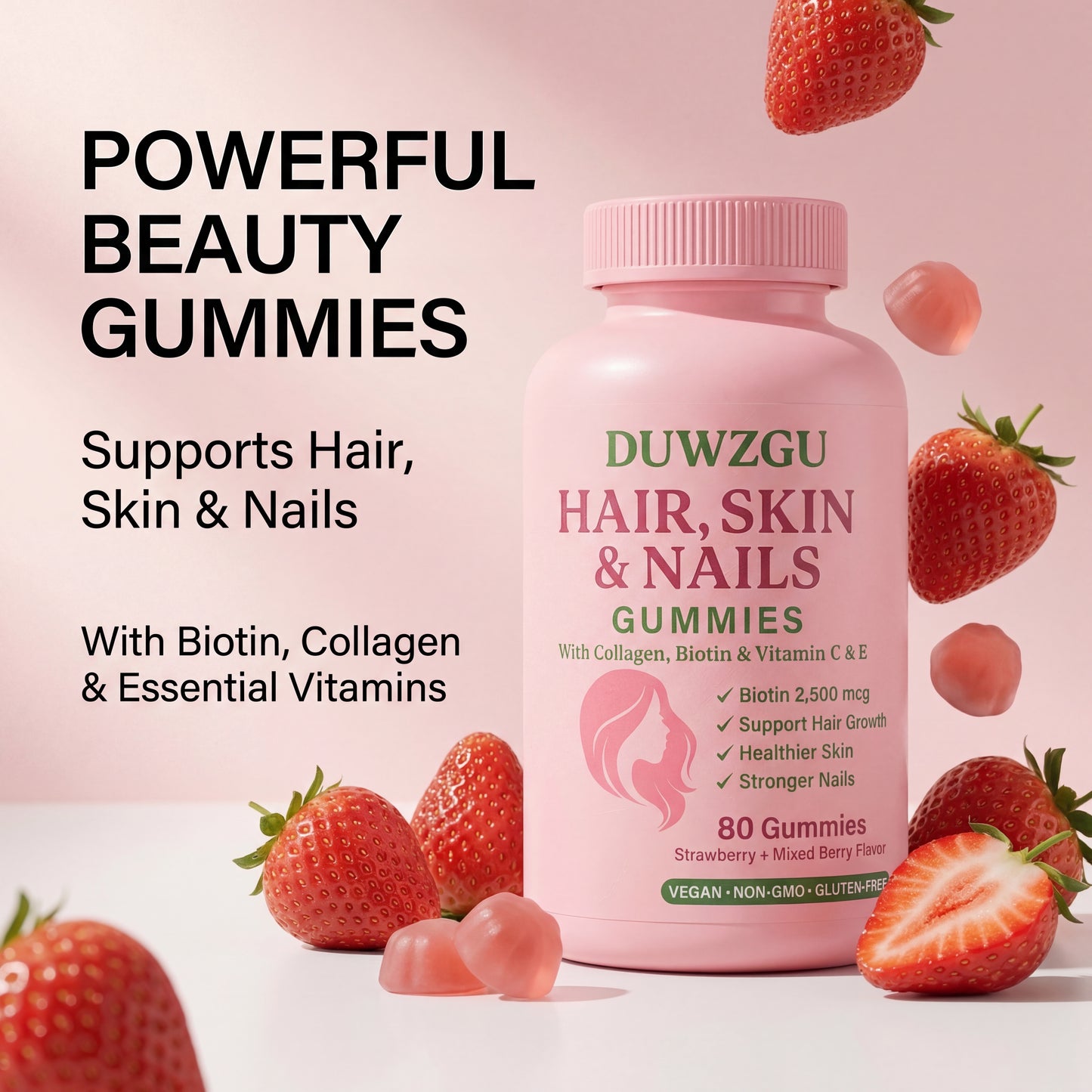 Hair Nail Jelly | 80 Gummies for Stronger Hair & Nails, 40-Day Supply