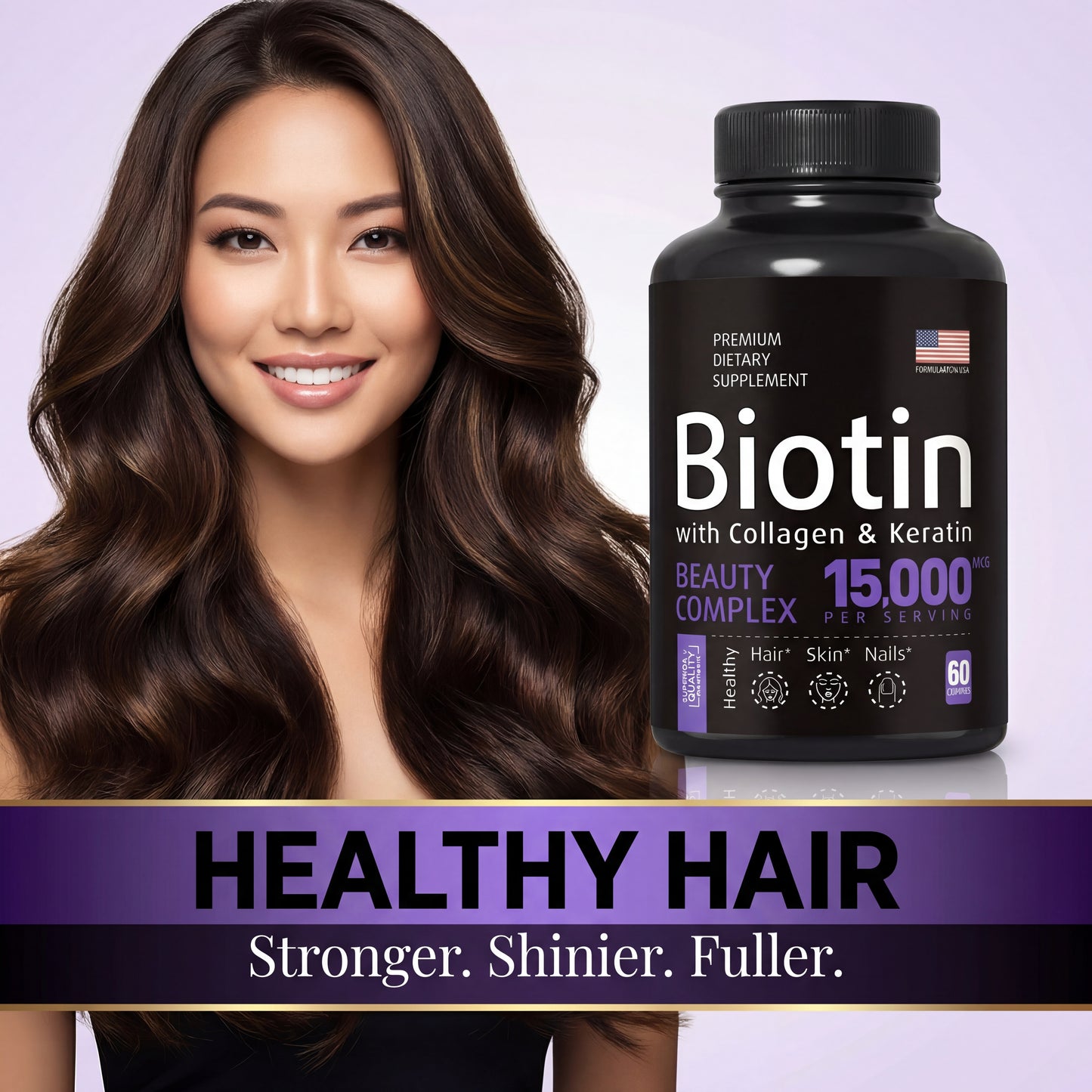 Biotin Hair Supplement Capsules | High-Potency Formula for Thicker, Stronger Hair