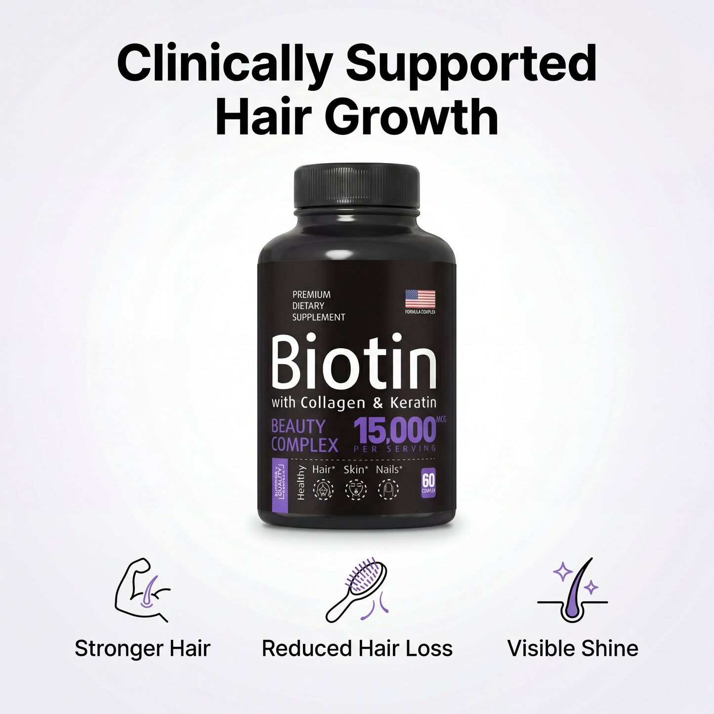 Biotin Hair Supplement Capsules | High-Potency Formula for Thicker, Stronger Hair