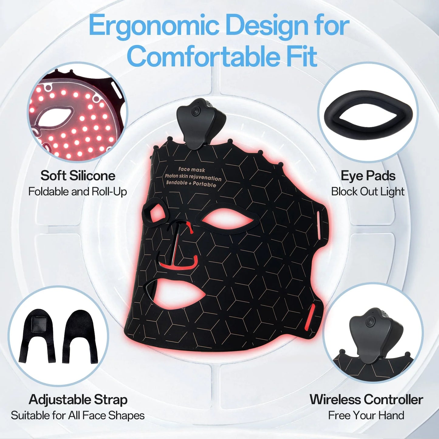 LED Therapy Face Mask | 7 Color Light Modes | Home Skin Care Device