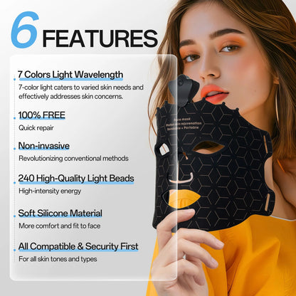 LED Therapy Face Mask | 7 Color Light Modes | Home Skin Care Device